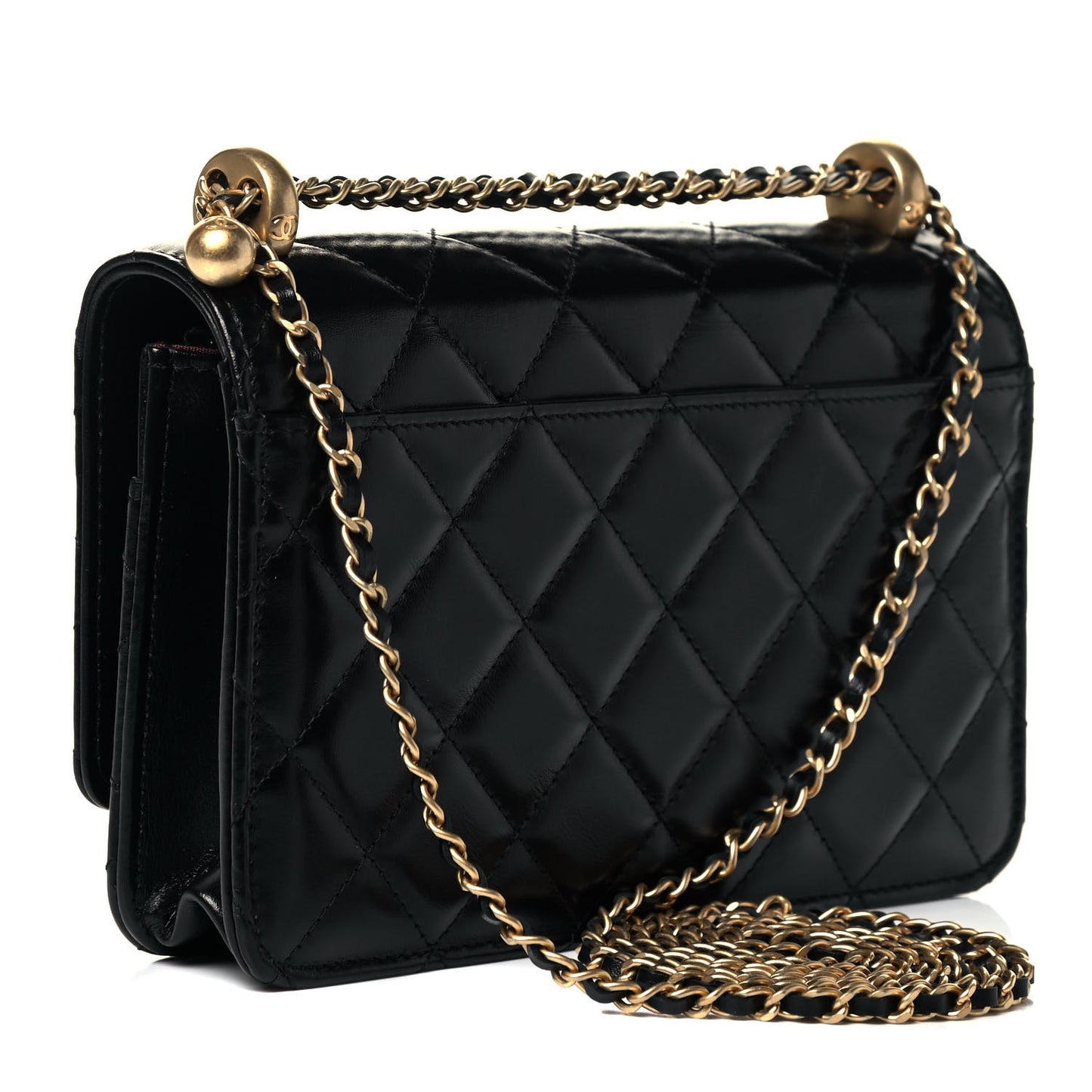 Calfskin Quilted Perfect Fit Wallet On Chain WOC Black