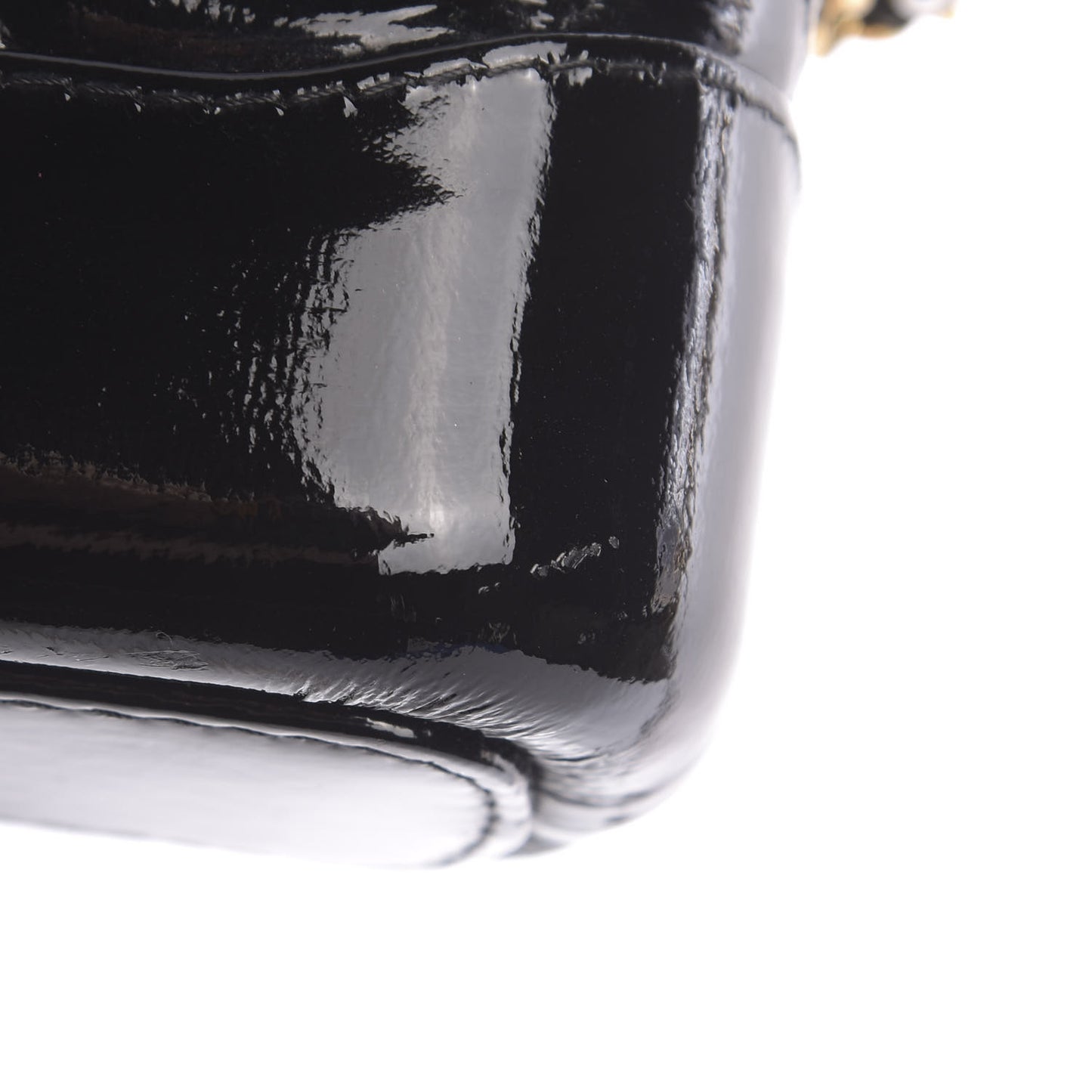 Patent Goatskin Quilted Small Gabrielle Hobo Black