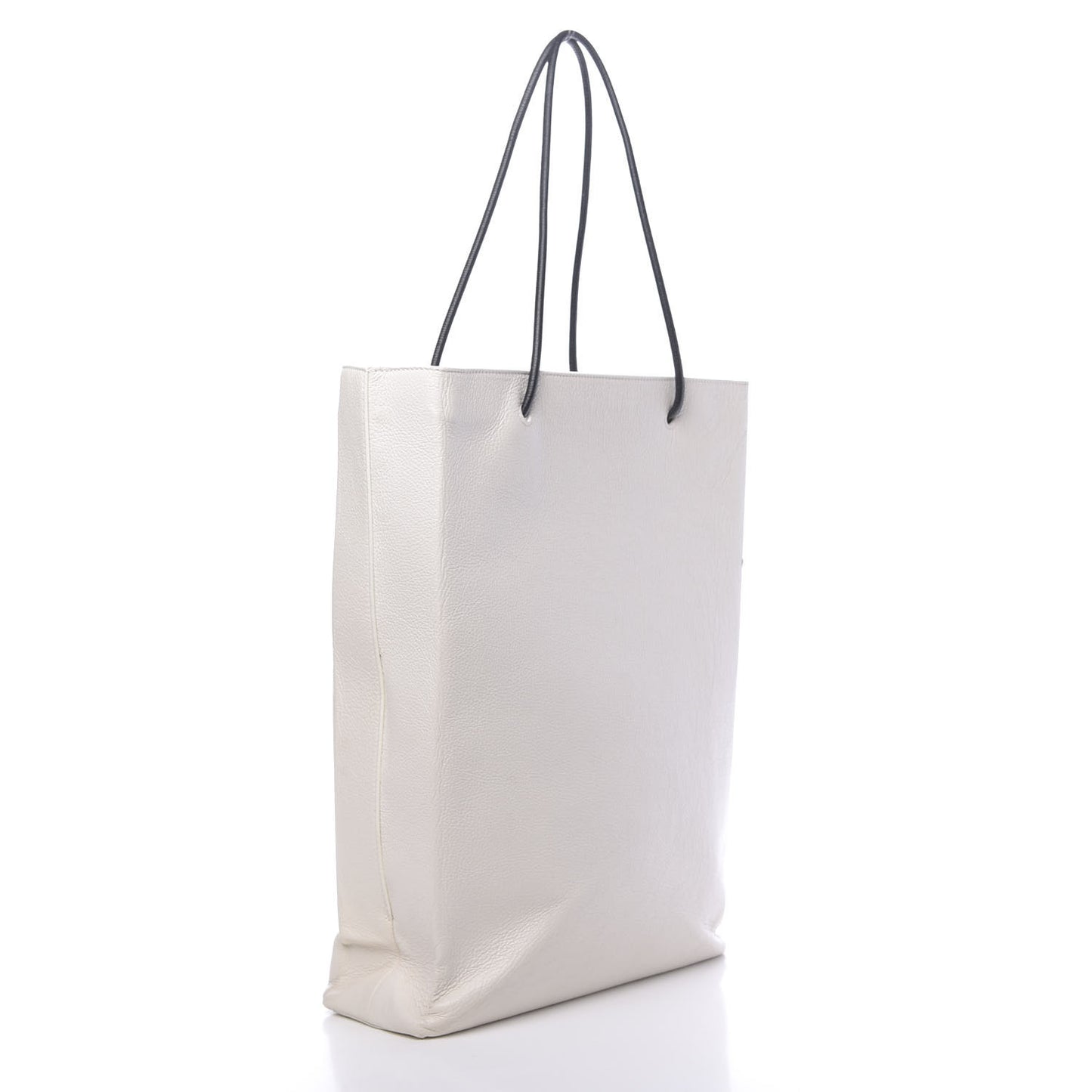 Calfskin Medium Logo North South Shopping Tote White