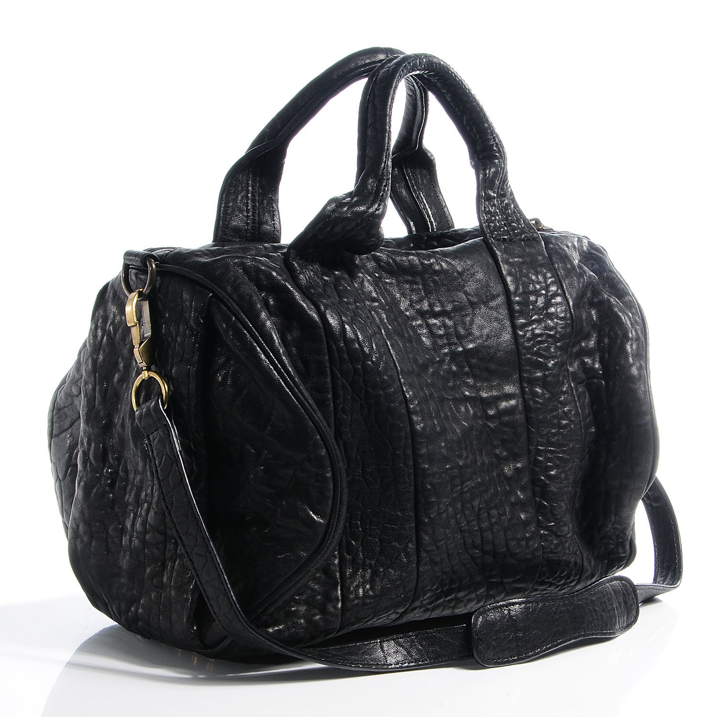 Leather Rocco Duffel Black With Antique Brass Hardware