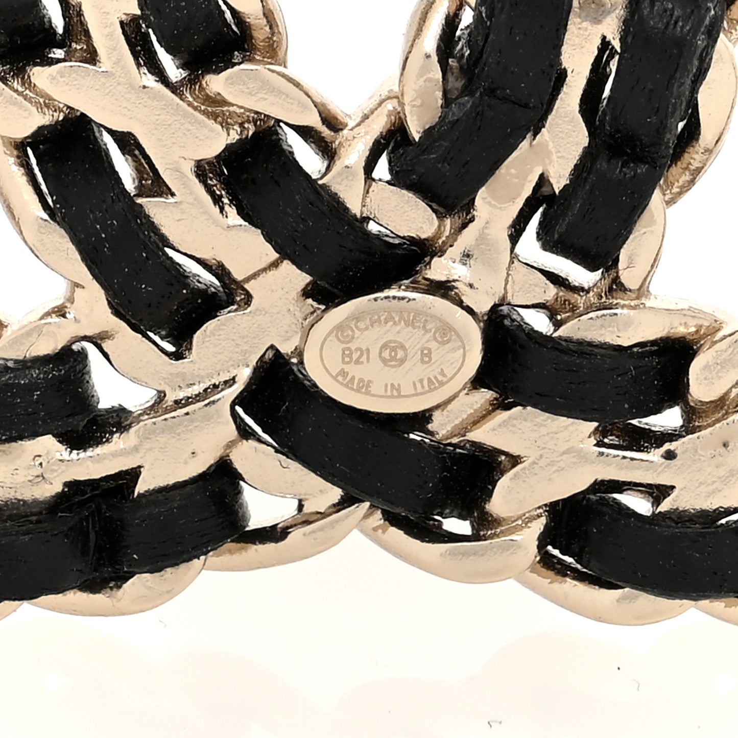 Lambskin Crystal CC Chain Brooch Black Gold