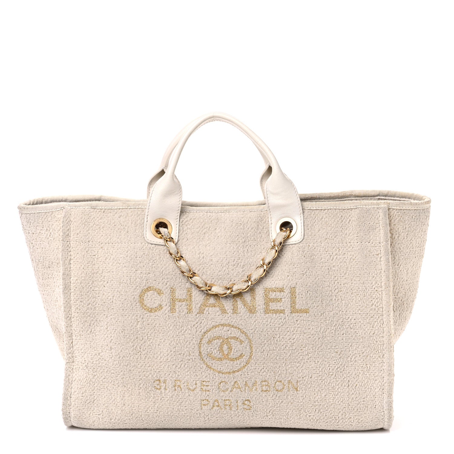 Chanel Lurex Boucle Medium Deauville Tote White 1 of 15