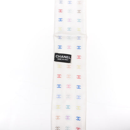 Chanel Silk Polka Dot CC Slim Bandeau Scarf Ivory Multicolor 2 of 4