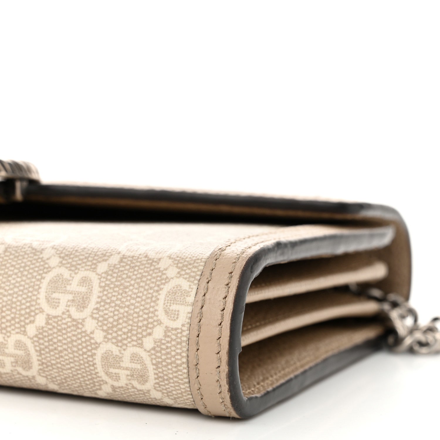 Gucci GG Supreme Monogram Textured Dollar Calfskin Mini Dionysus Chain Wallet Beige Mystic White Oatmeal 11 of 13