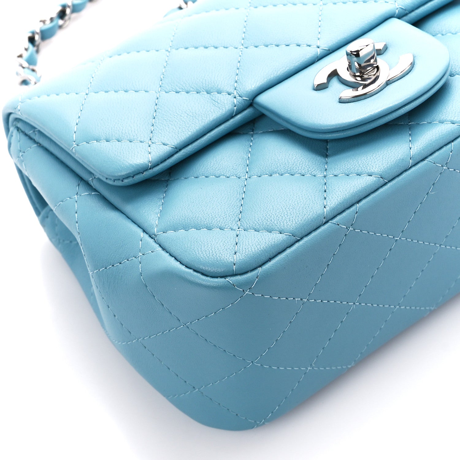 Chanel Lambskin Quilted Mini Square Flap Blue 10 of 11