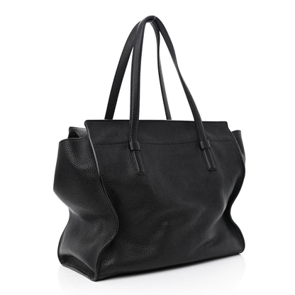 Salvatore Ferragamo Hammered Calfskin Double Handle Large Amy Tote Black 3 of 9