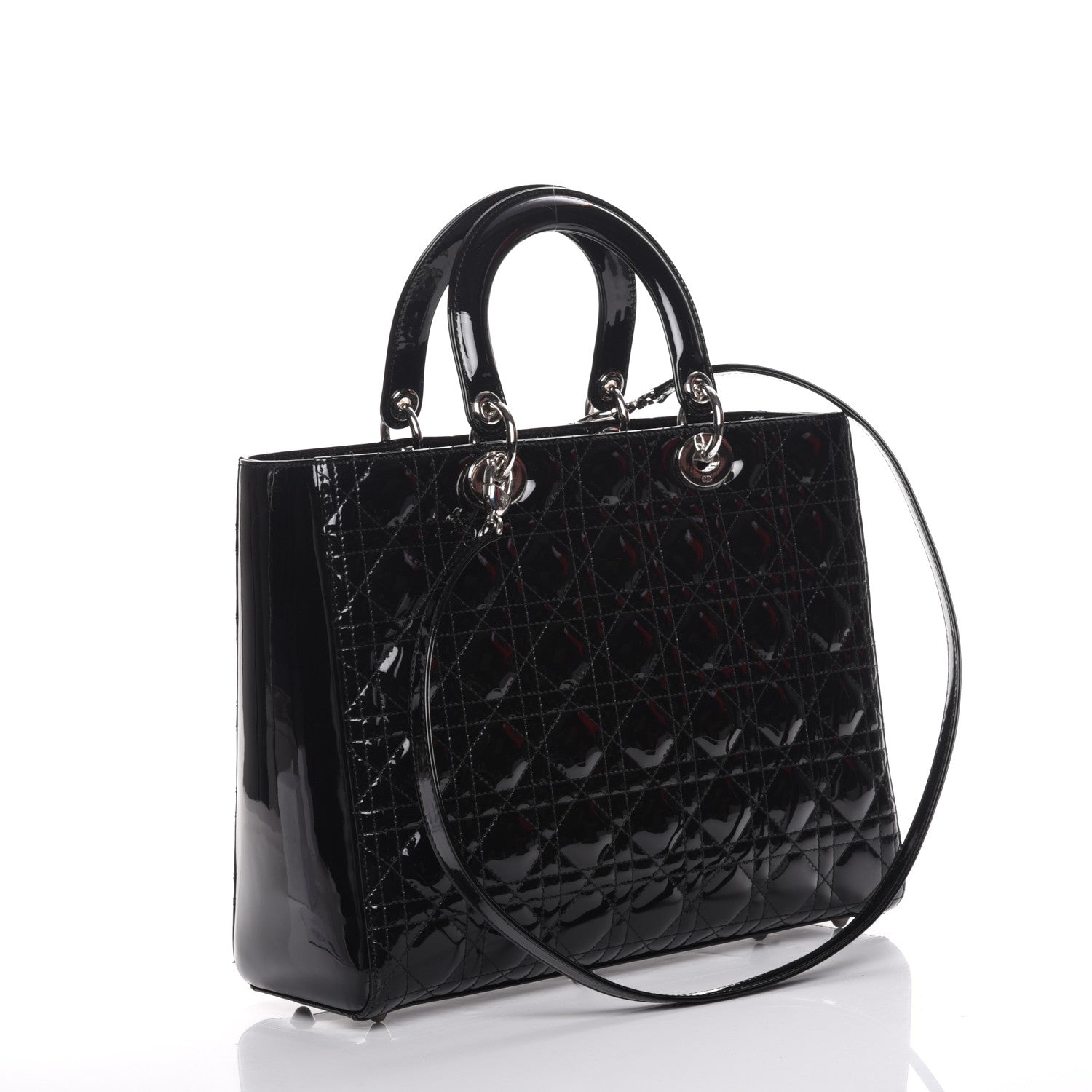 Christian Dior Patent Cannage Large Lady Dior Black 4 of 8