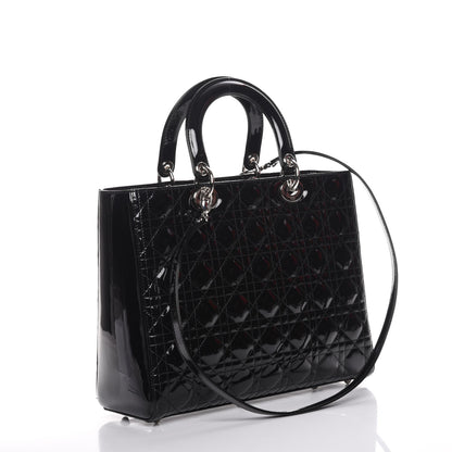 Christian Dior Patent Cannage Large Lady Dior Black 4 of 8