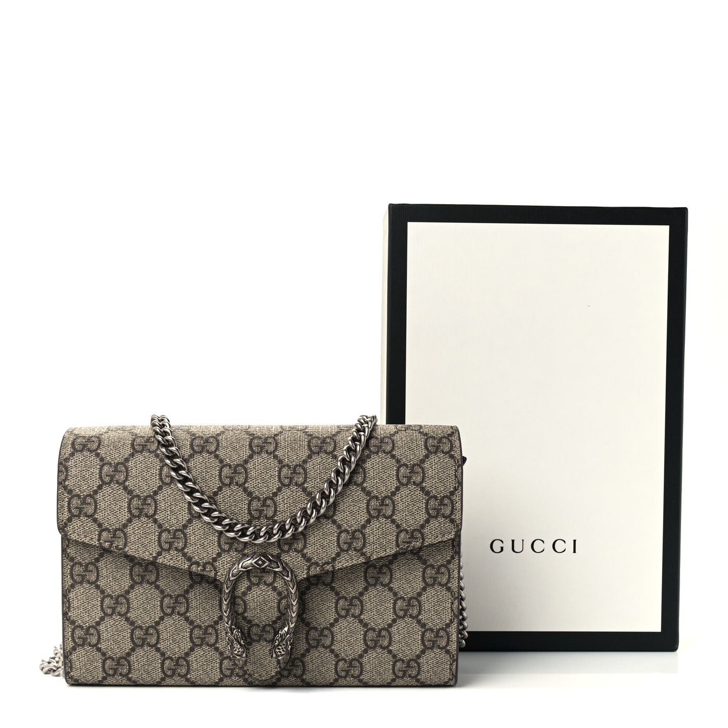 GG Supreme Monogram Mini Dionysus Chain Wallet Beige Taupe