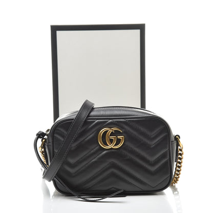 Gucci Calfskin Matelasse Mini GG Marmont Chain Shoulder Bag Black 16 of 16