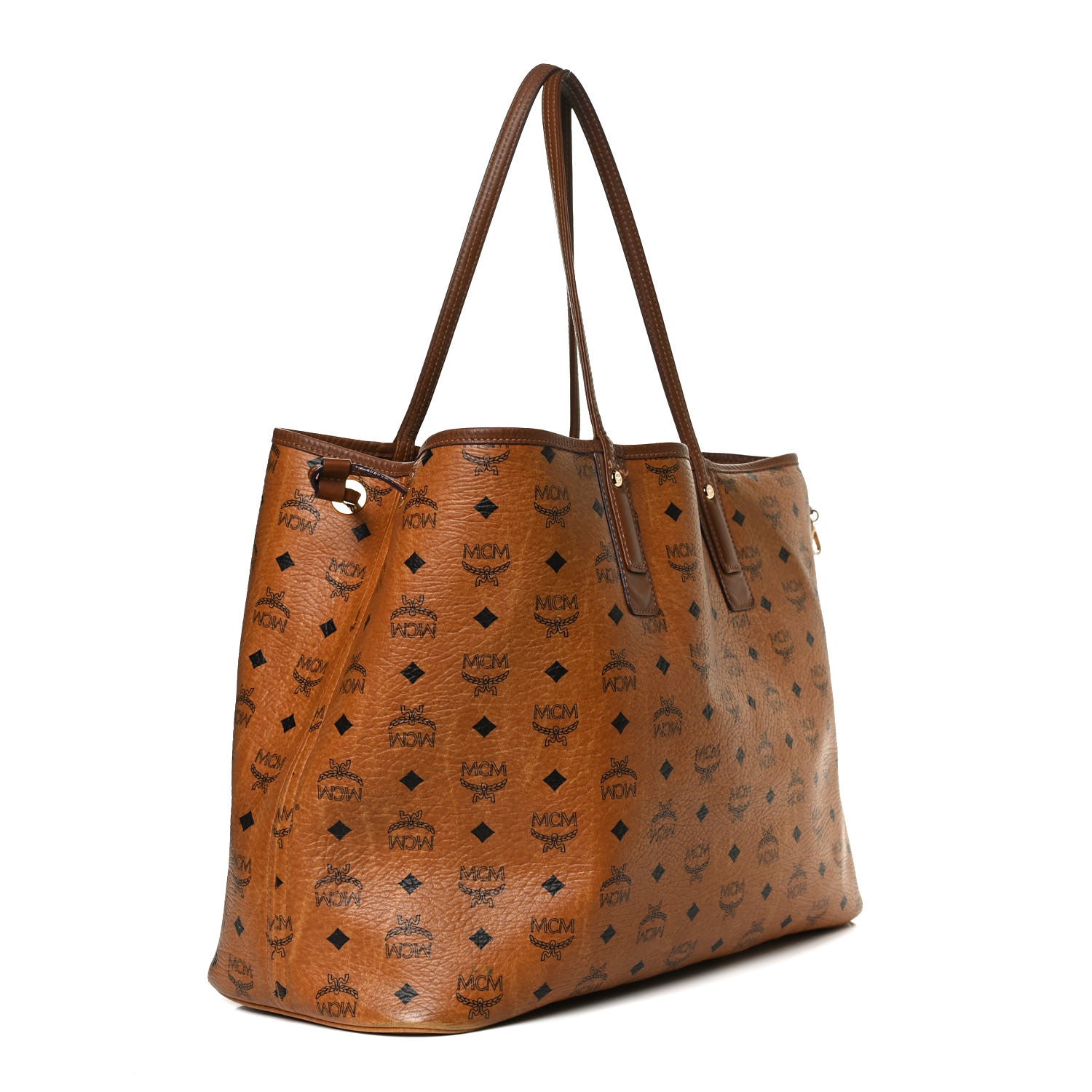 MCM Visetos Large Liz Reversible Shopper Tote Cognac 4 of 24