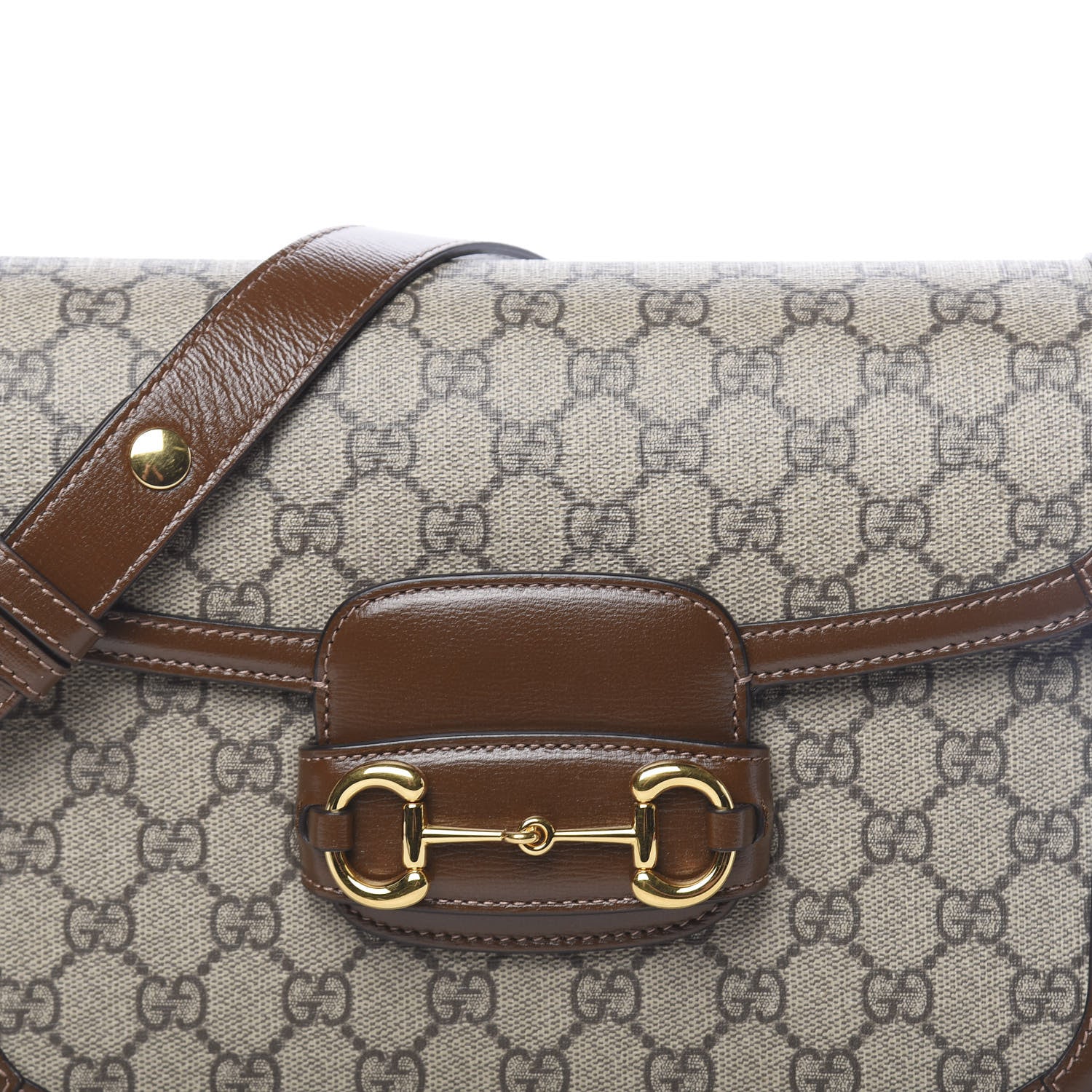 Gucci GG Supreme Monogram Horsebit 1955 Shoulder Bag Beige Brown Sugar 8 of 10