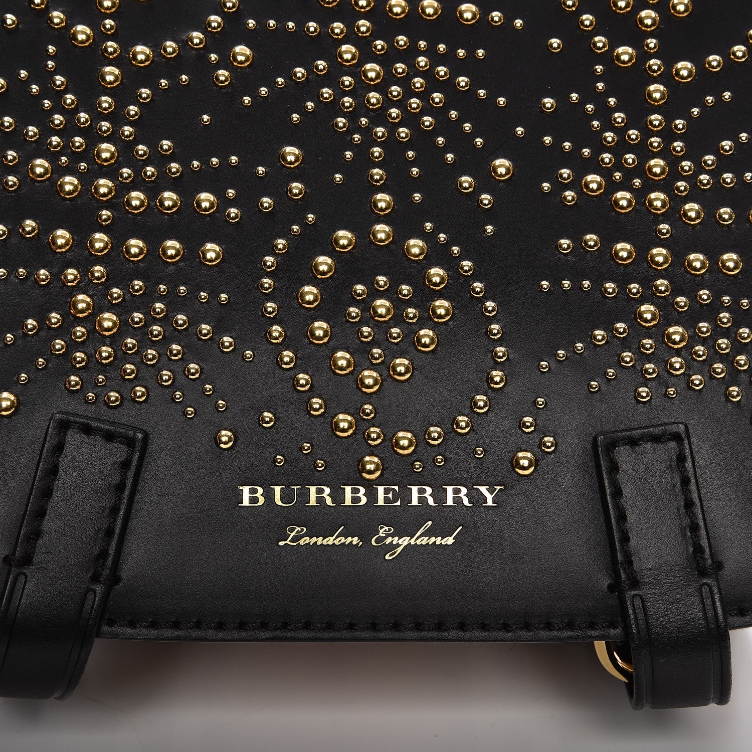 Burberry Calfskin Haymarket Check Studded Large Bridle Saddle Bag Black 12 of 12