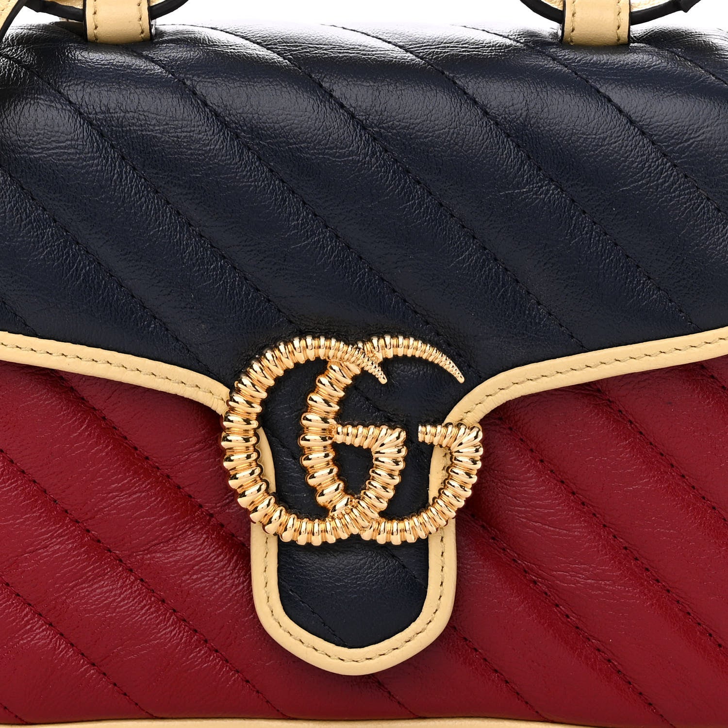 Gucci Azalea Calfskin Matelasse Diagonal Mini Torchon GG Marmont Top Handle Shoulder Bag Blue Agata New Cherry Red Butter 8 of 15