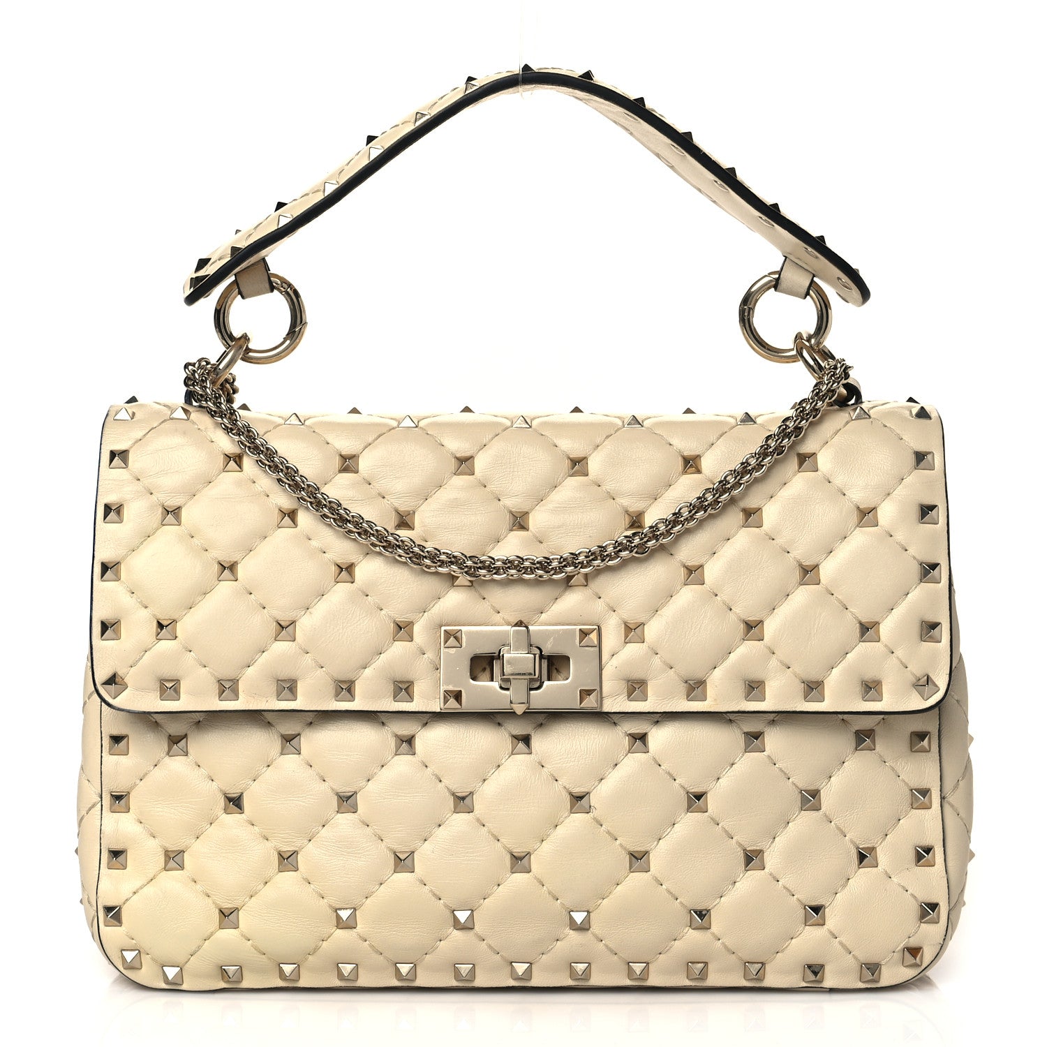 Valentino Garavani Nappa Medium Rockstud Spike Shoulder Bag Light Ivory 1 of 10