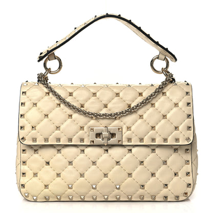 Valentino Garavani Nappa Medium Rockstud Spike Shoulder Bag Light Ivory 1 of 10