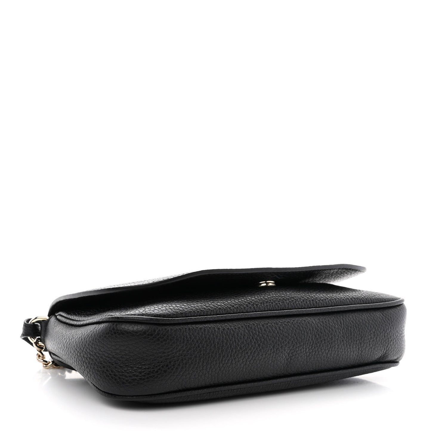 Pebbled Calfskin Medium Soho Flap Crossbody Black