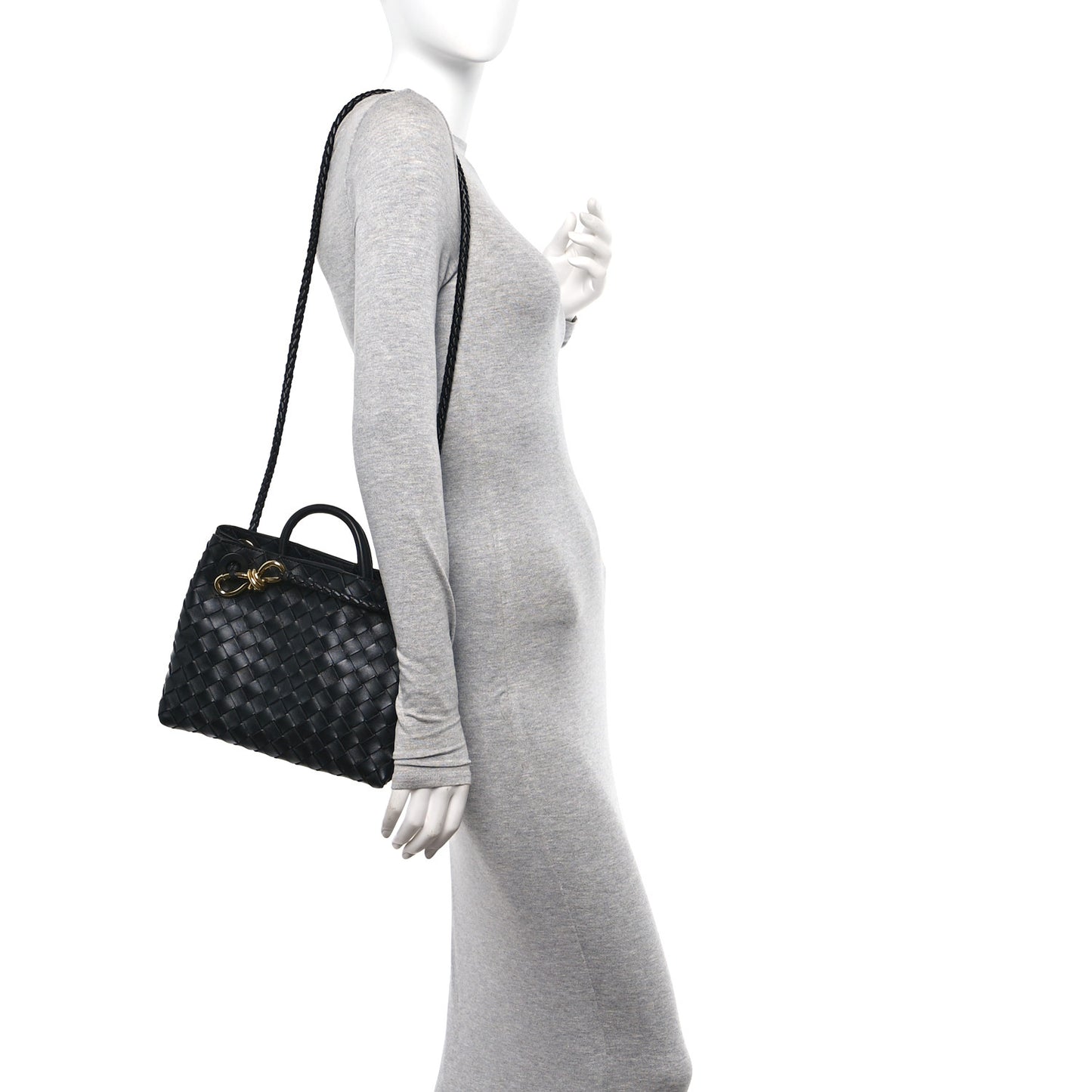 Nappa Intrecciato Small Andiamo Shoulder Bag Black