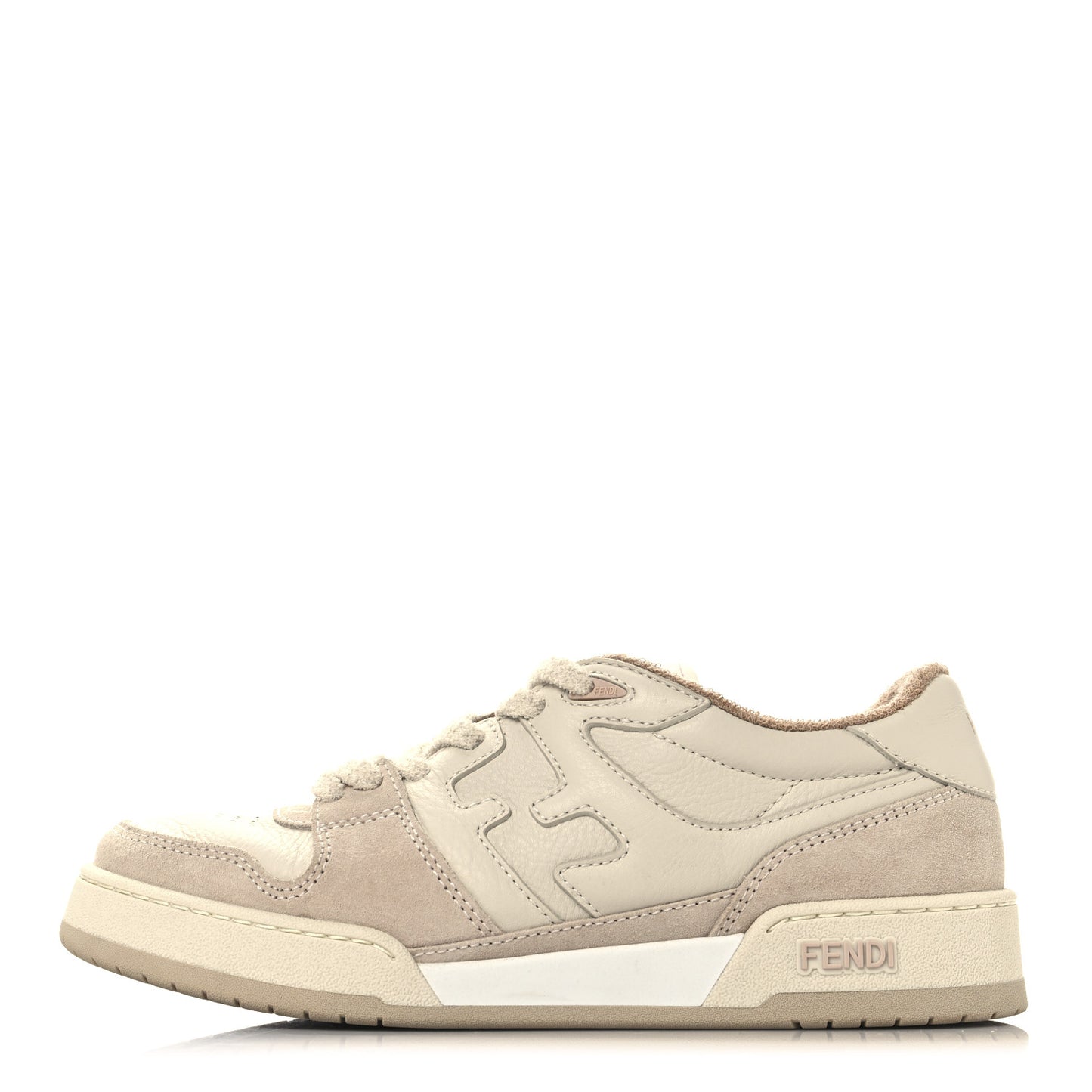 Suede Vitello Fendi Match Low Top Sneakers 37.5 Nudo White Garza Rosa