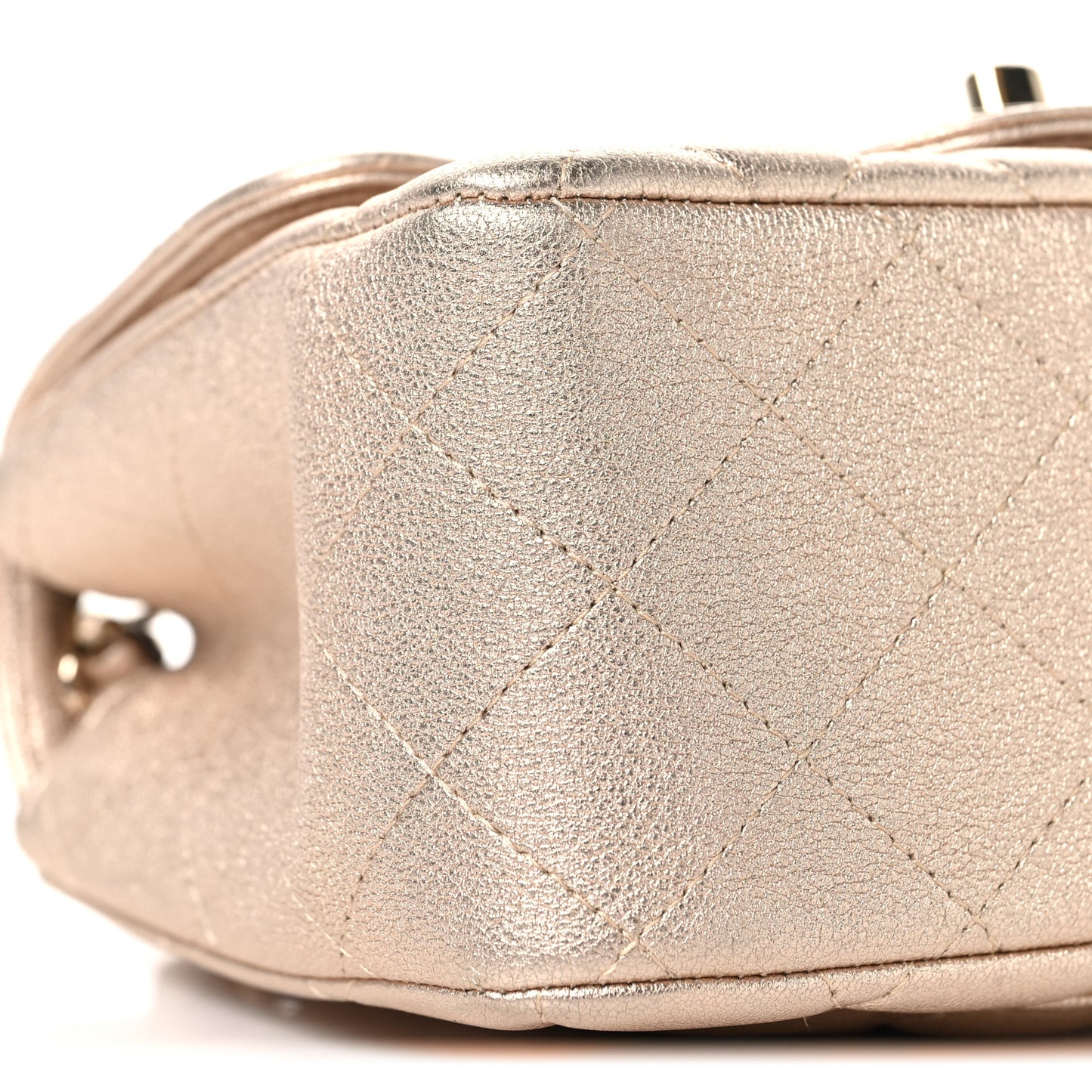 Metallic Lambskin Quilted Mini Square Flap Gold