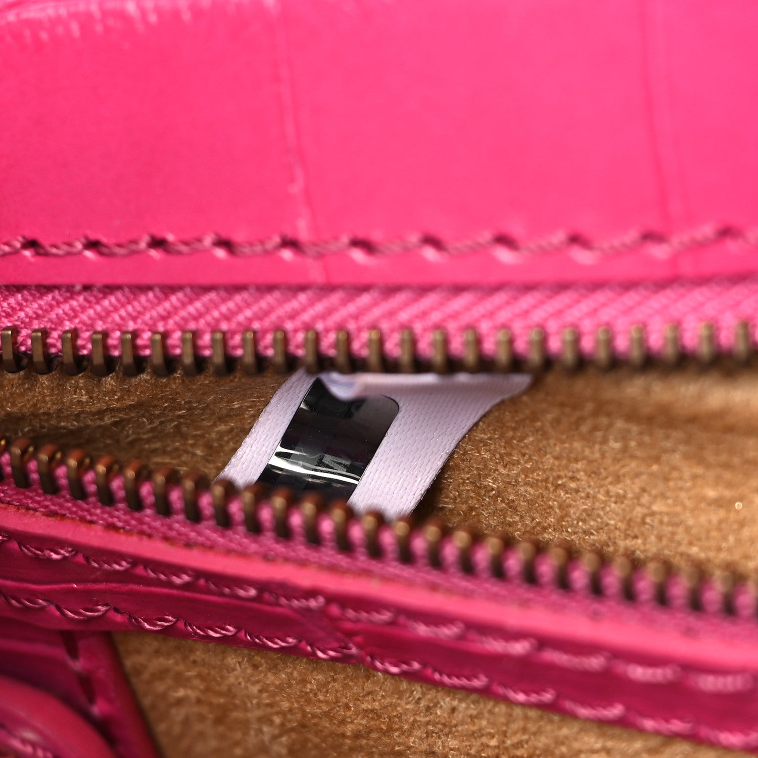 Jimmy Choo Calfskin Crocodile Embossed Rebel Bag Pink 7 of 10