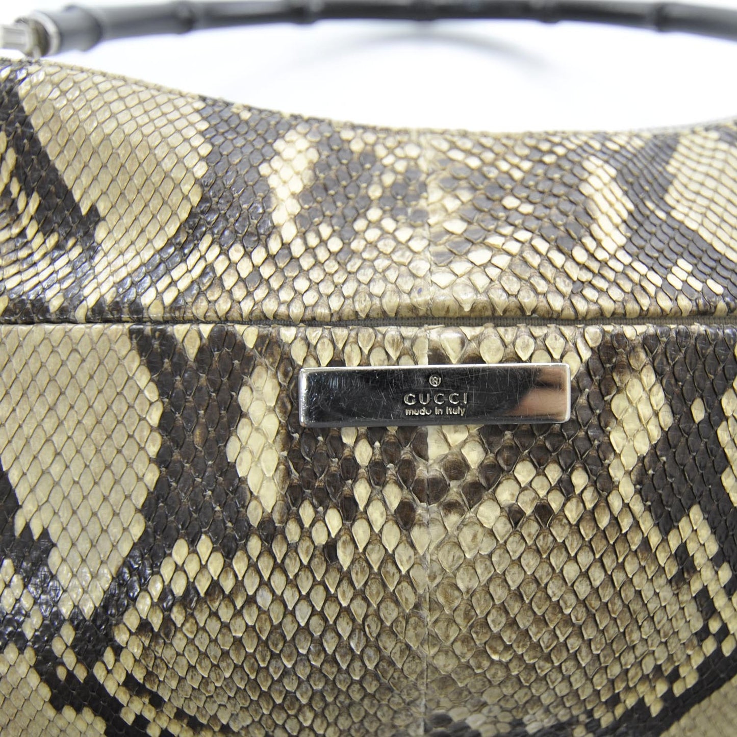 Python Bamboo Handle Shoulder Bag