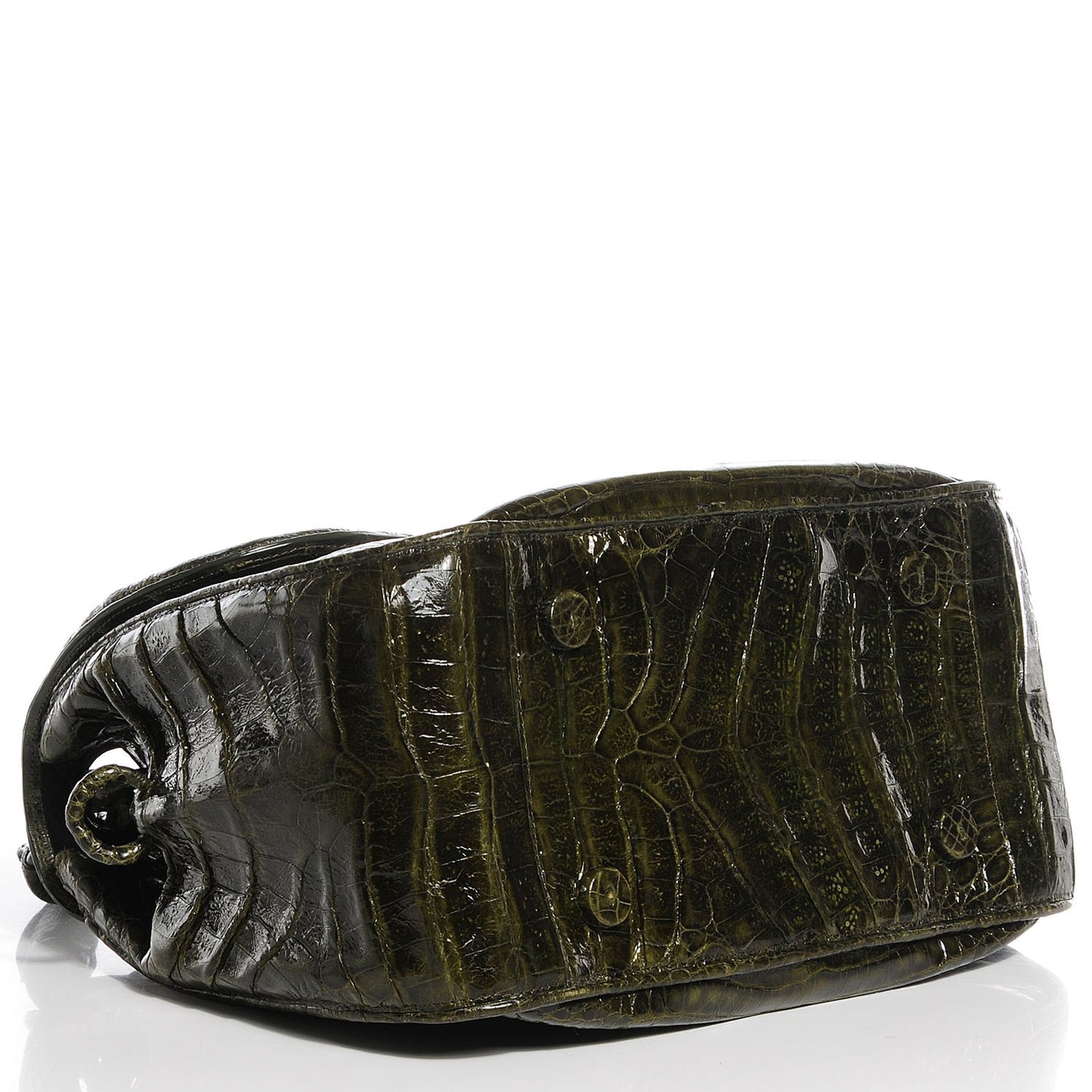 Crocodile Flap Shoulder Bag Olive