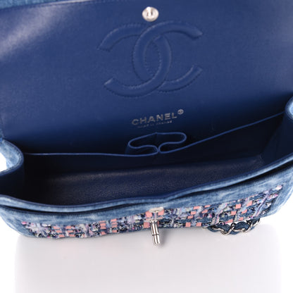 Chanel Denim Tweed Quilted Medium Double Flap Blue 7 of 8