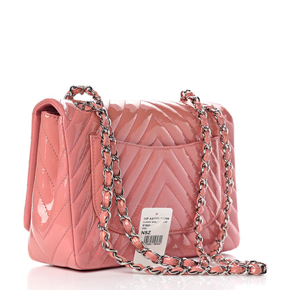 Chanel Patent Chevron Quilted Jumbo Single Flap Pink 4 of 13