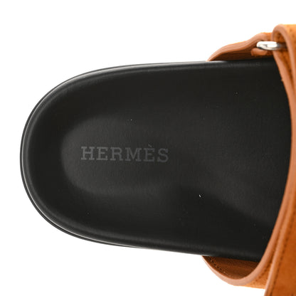 Hermes Suede Goatskin Womens Chypre Sandals 35.5 Naturel 7 of 9