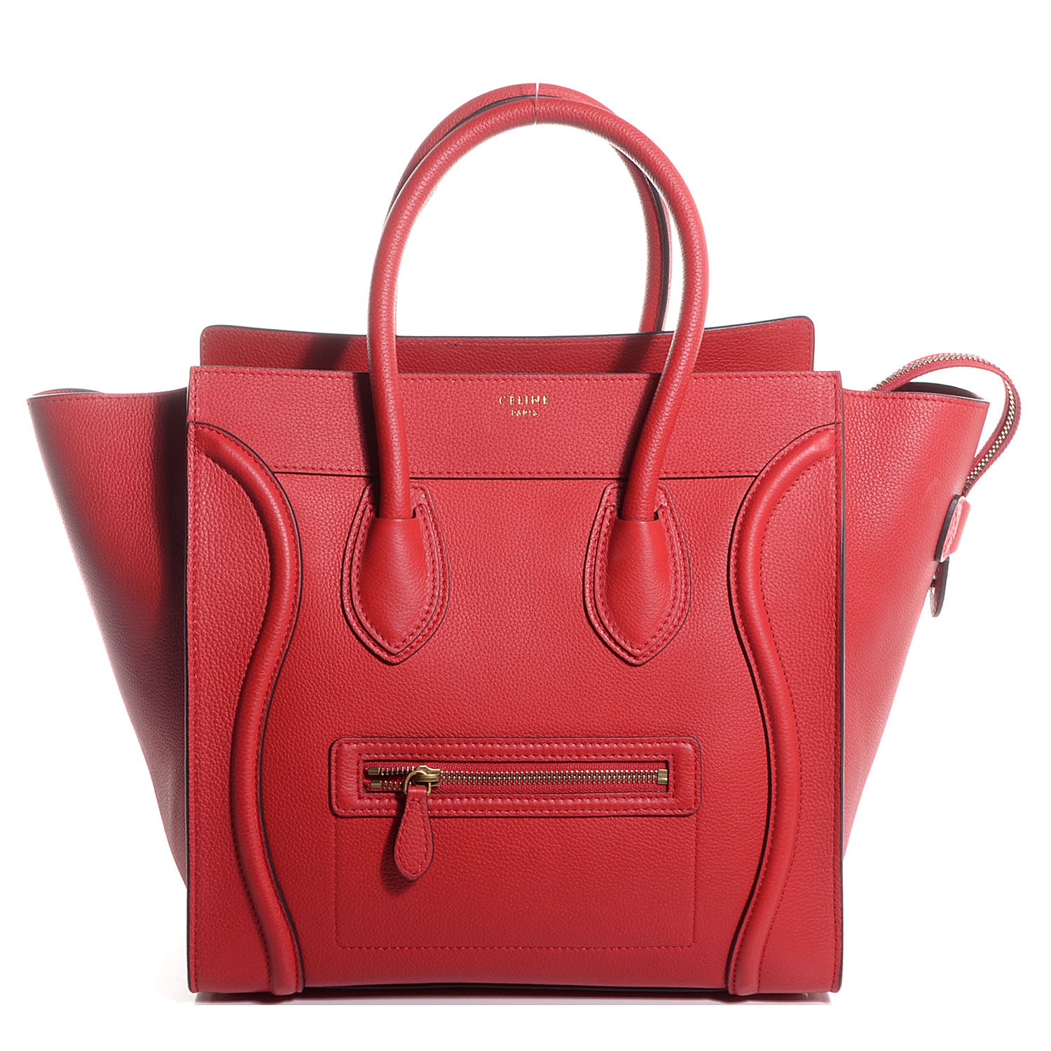 Celine Drummed Calfskin Mini Luggage Vermillion 1 of 9