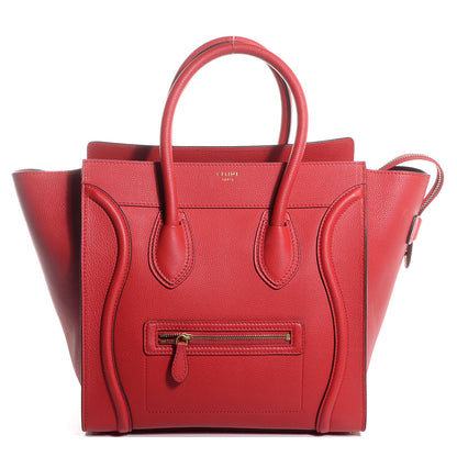 Celine Drummed Calfskin Mini Luggage Vermillion 1 of 9