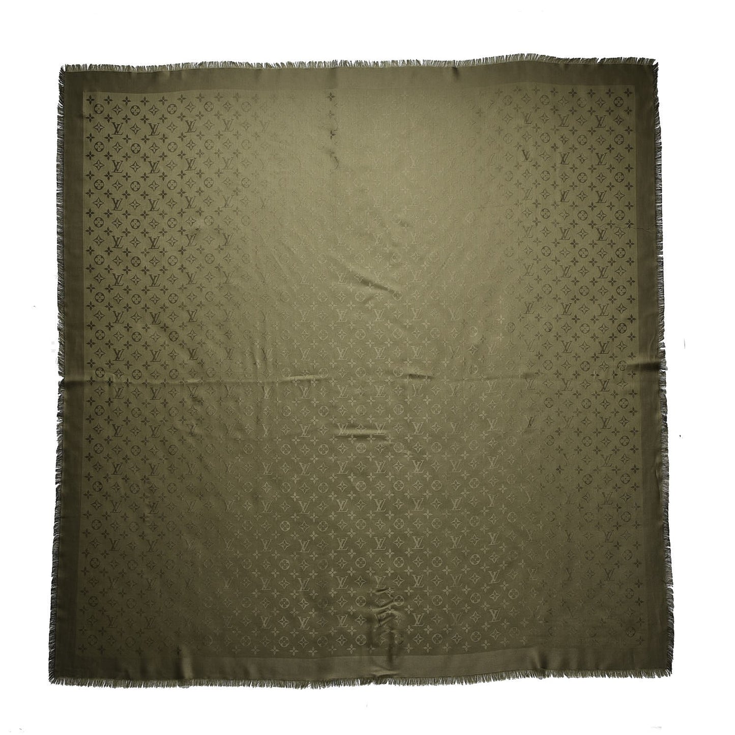 Silk Wool Monogram Shawl Kaki