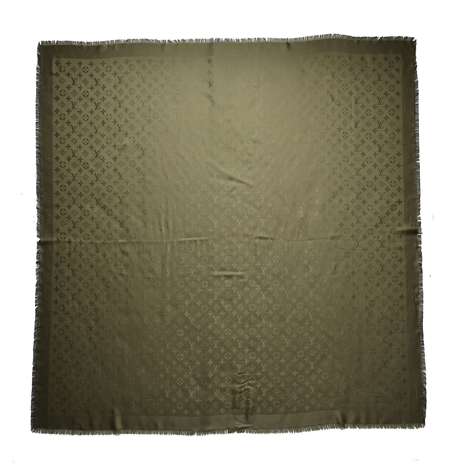 Louis Vuitton Silk Wool Monogram Shawl Kaki 1 of 4