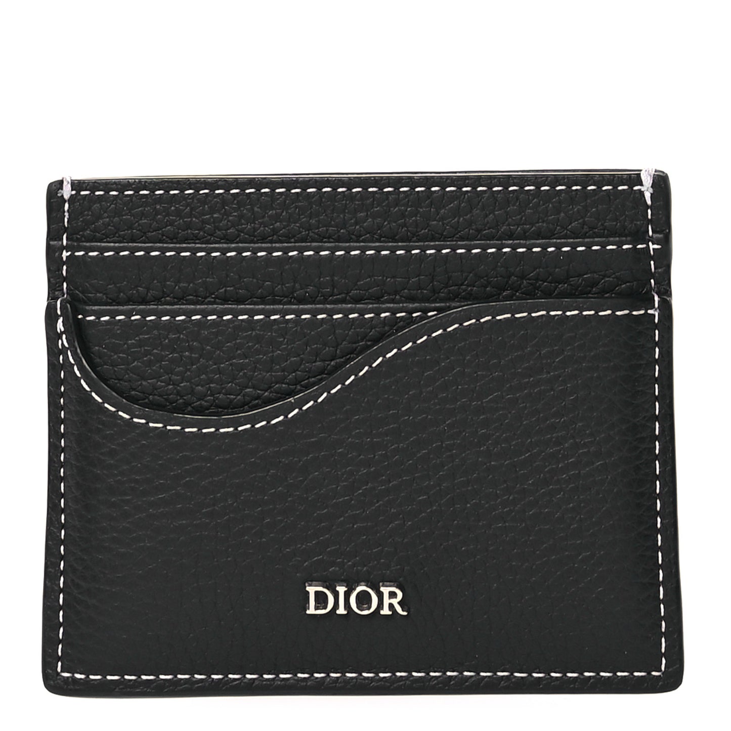 Grained Calfskin Saddle Card Holder Black