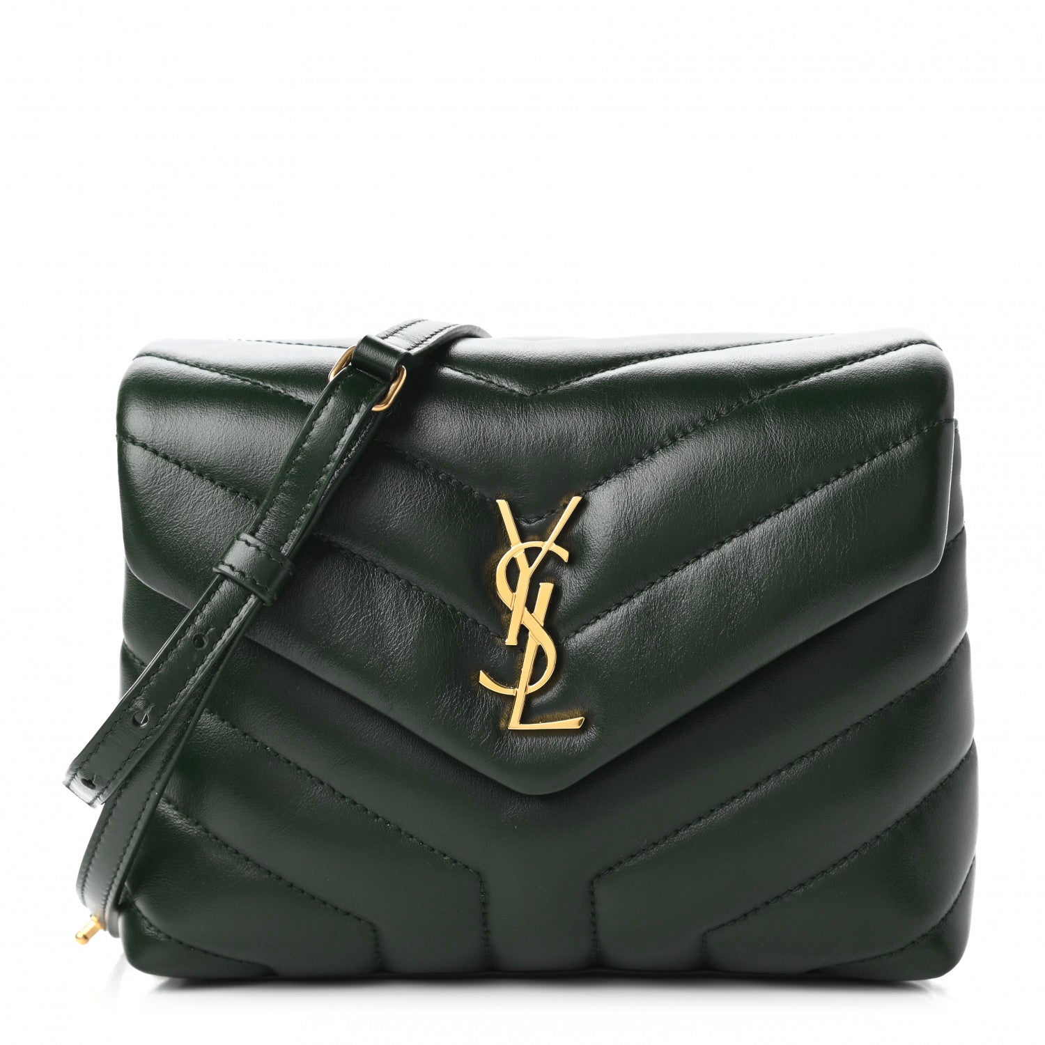Saint Laurent Calfskin Y Quilted Monogram Toy Loulou Crossbody Bag Deep Green 1 of 11
