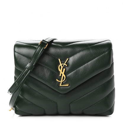 Saint Laurent Calfskin Y Quilted Monogram Toy Loulou Crossbody Bag Deep Green 1 of 11