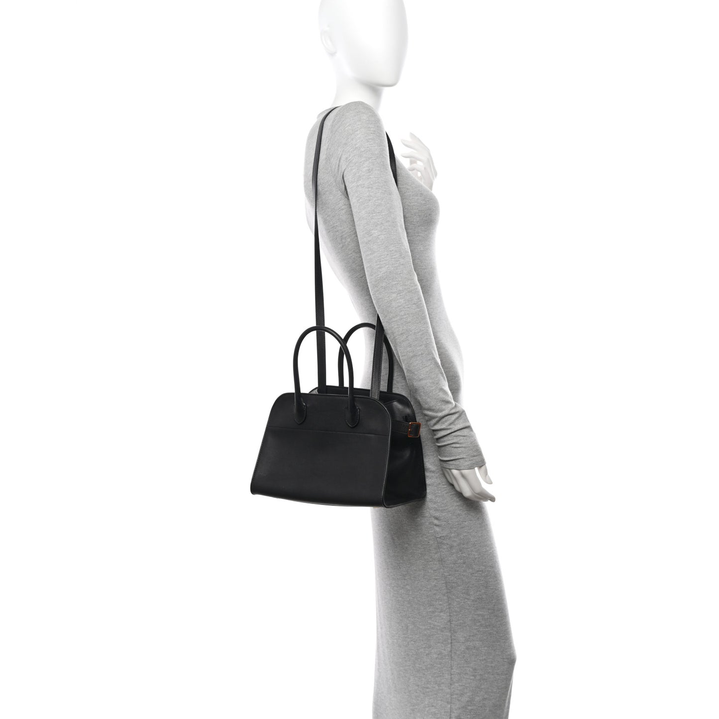 Polished Saddle Calfskin Soft Margaux 10 Bag Black