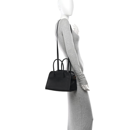 The Row Polished Saddle Calfskin Soft Margaux 10 Bag Black 2 of 9