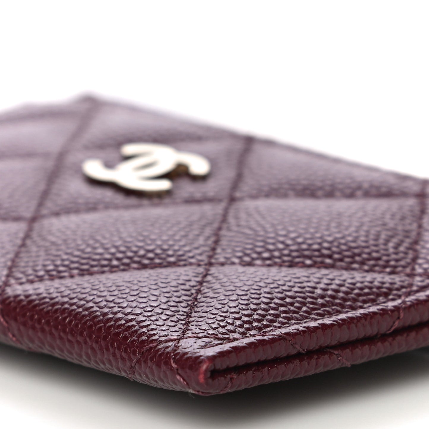 Caviar Quilted Card Holder Burgundy