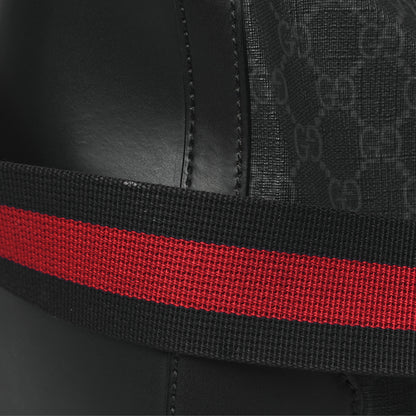 Gucci Soft GG Supreme Monogram Appia Calfskin Web Medium Carry On Duffle Bag Black Grey 11 of 11