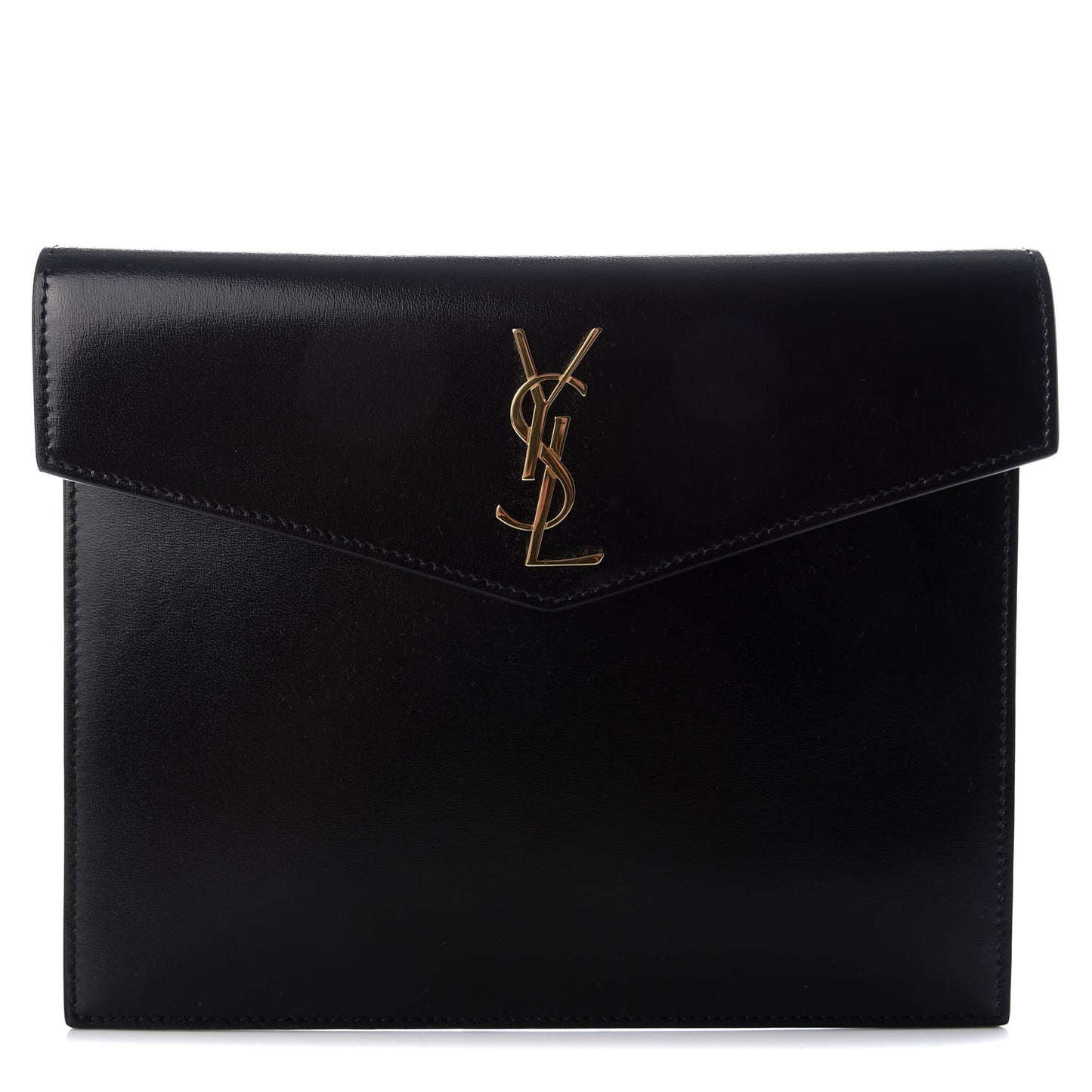 Smooth Shiny Calfskin Monogram Uptown Baby Pouch Black