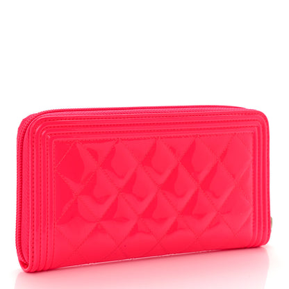 Chanel Patent Quilted Boy Zip Around Wallet Pink 3 of 10