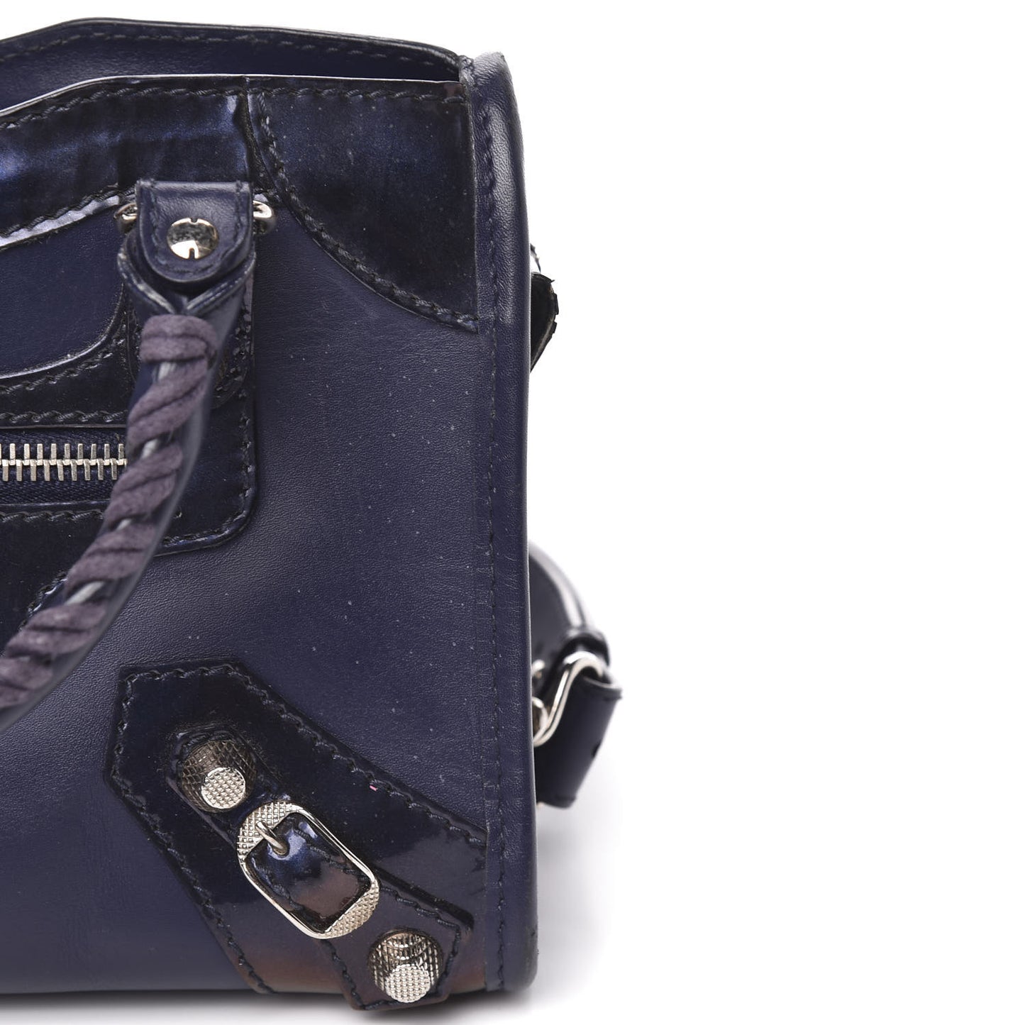 Smooth Calfskin Metallic Patent Giant 12 Silver Hardware Mini City Ultraviolet