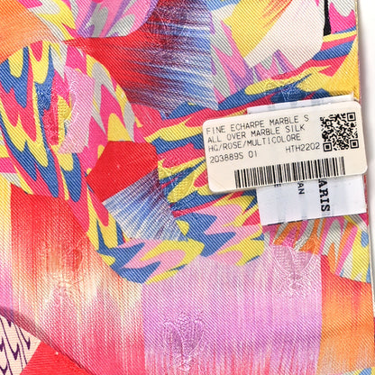 Hermes Silk Marble Fringed Muffler Rose Multicolor 3 of 4