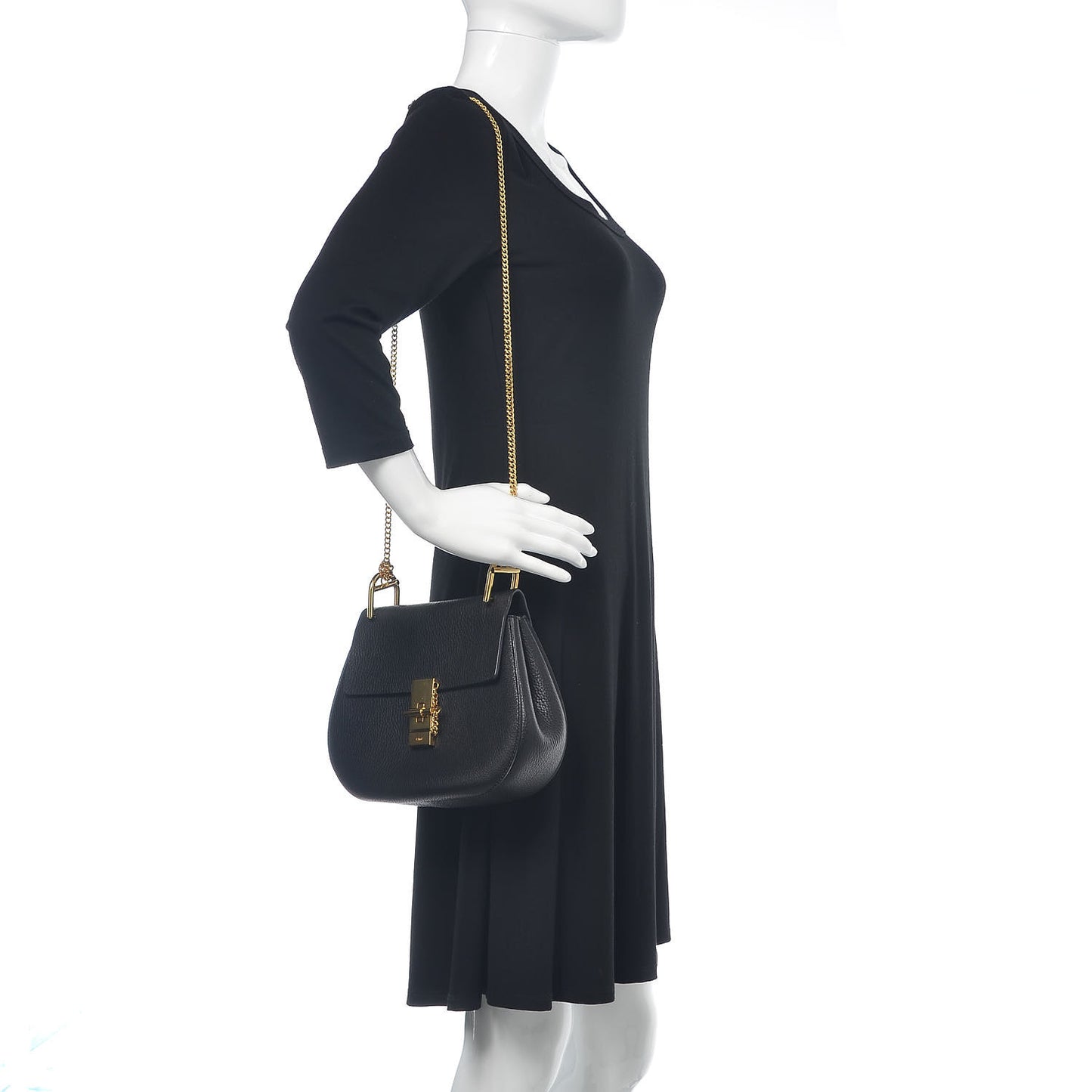 Grained Lambskin Drew Shoulder Bag Black