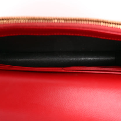 Saint Laurent Grain De Poudre Matelasse Chevron Monogram Envelope Chain Wallet New Red 5 of 9