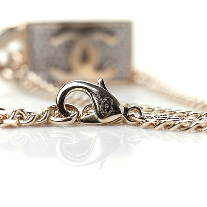 Chanel Crystal Dog Tag Chain Necklace Gold 4 of 6
