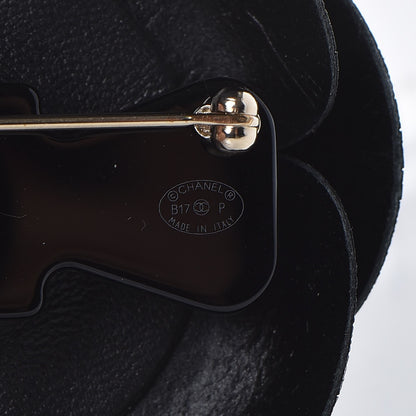 Chanel Glazed Calfskin Camellia Brooch Black 4 of 5