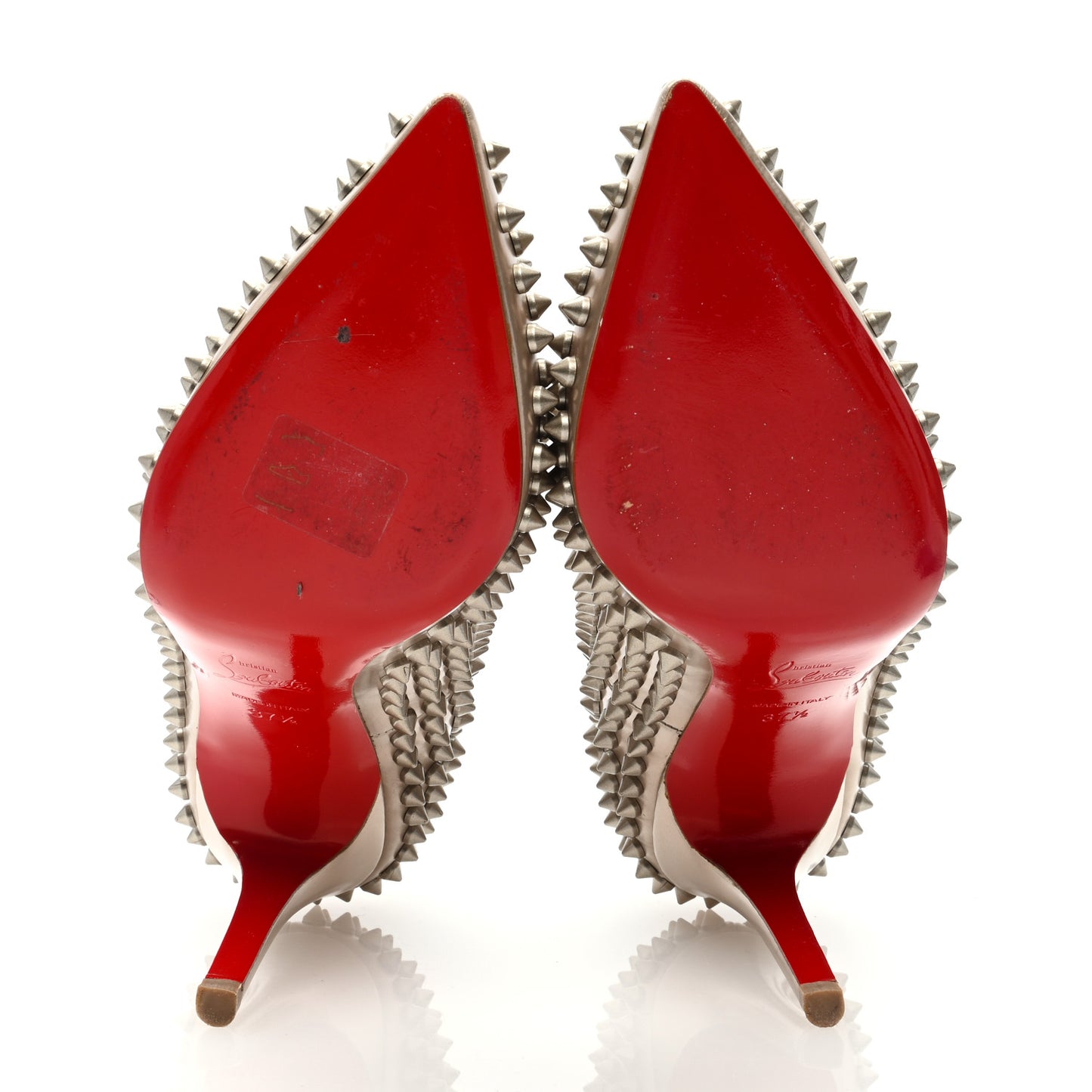 Metallic Calfskin Pigalle Spikes 100 Pumps 37.5 Beige Gold